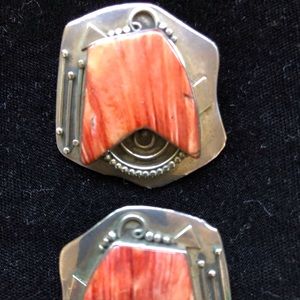 silver and coral earrings